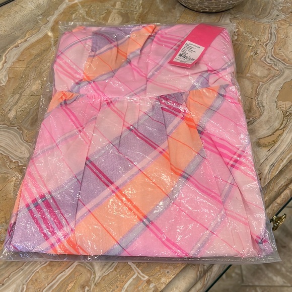 NWT Lilly Pulitzer Anlee Cotton Midi Dress Pink Isle Madras Plaid - Picture 6 of 7